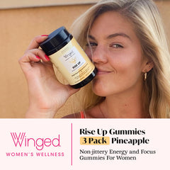 Winged Wellness Rise Up gummies close-up in pineapple color