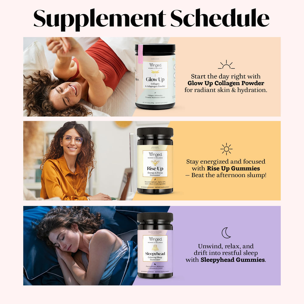 Ingredients list on Winged Wellness Rise Up highlighting Alpha-GPC and Lion’s Mane