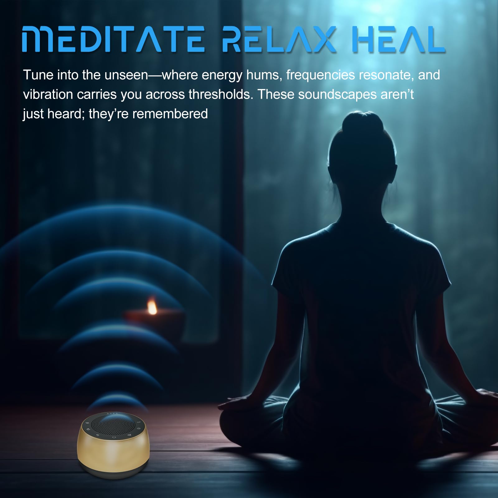 WINISH Meditation Sound Machine side view showing portable design for on-the-go sessions.