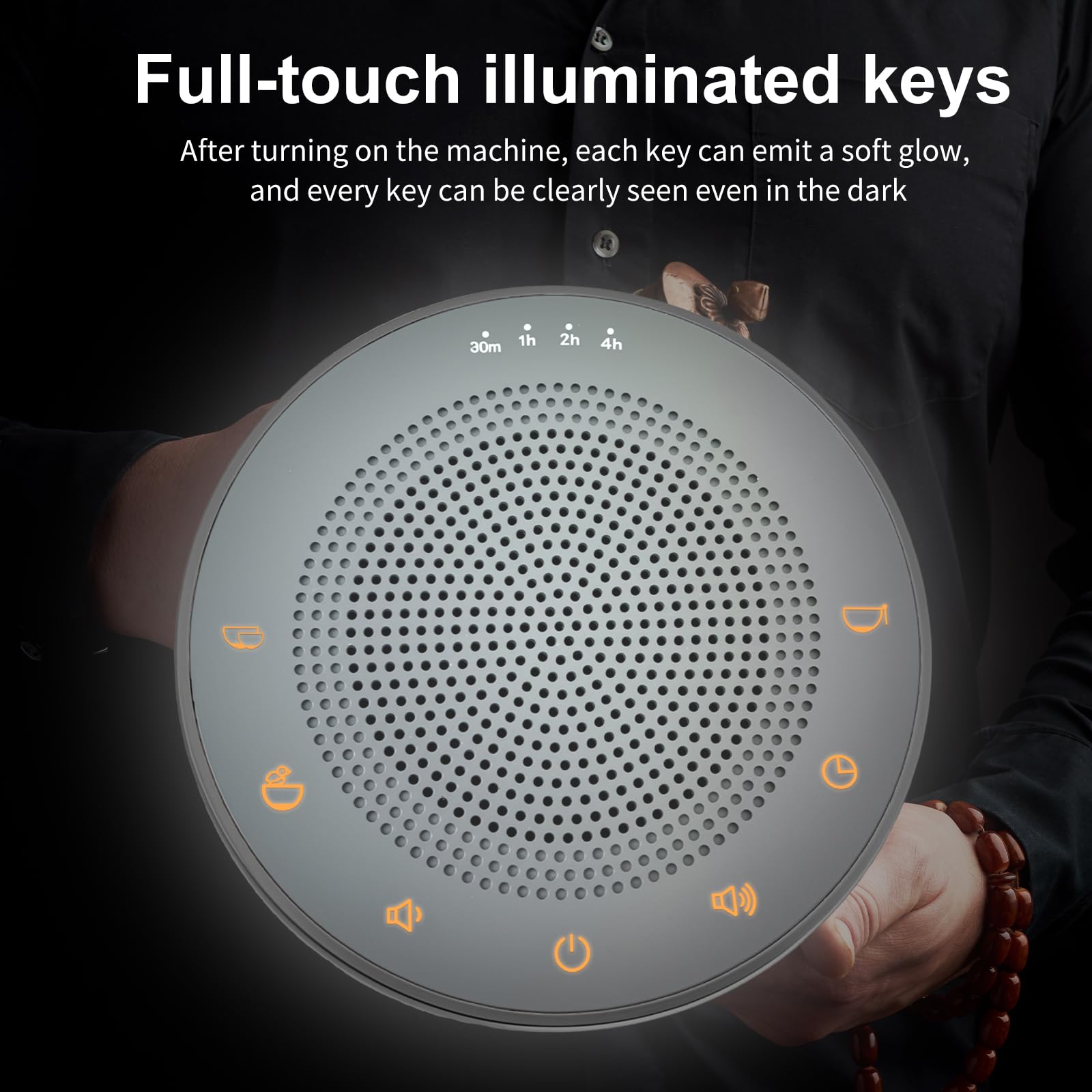 Zinc alloy shell close-up highlighting premium aesthetics for meditation spaces.