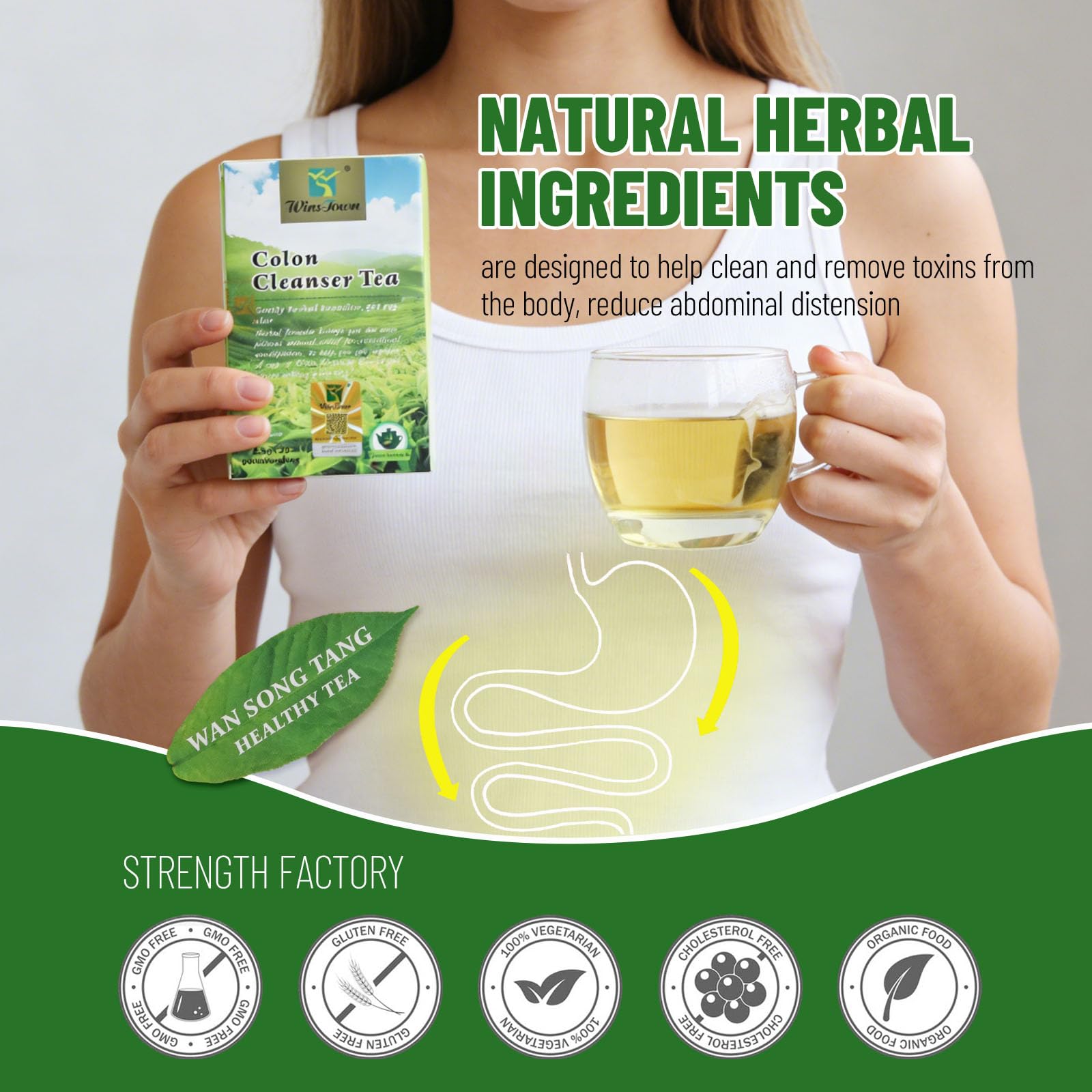 Brewing a cup of Wins Town Colon Cleanser Tea releases soothing herbal aroma.