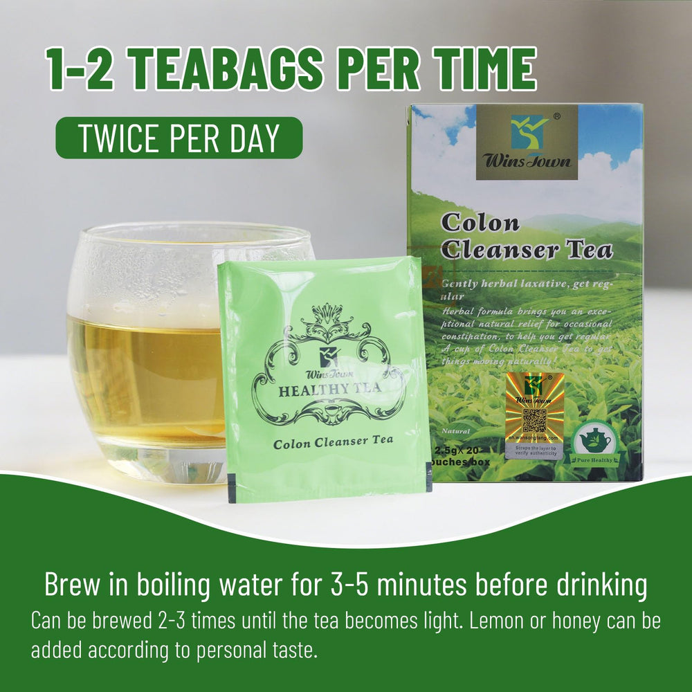 Herbal blend in Wins Town Colon Cleanser Tea supports digestive comfort.