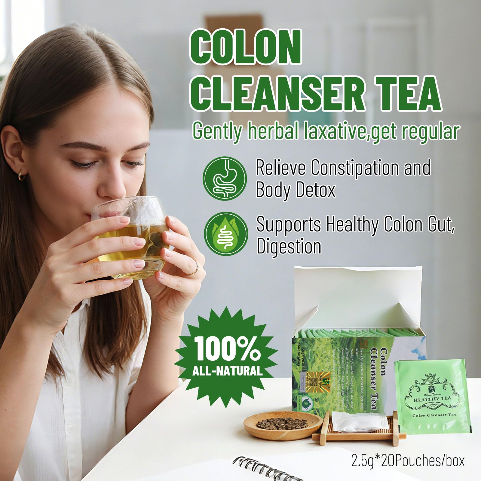 Wins Town Colon Cleanser Tea tea bags ready for a comforting digestive moment.