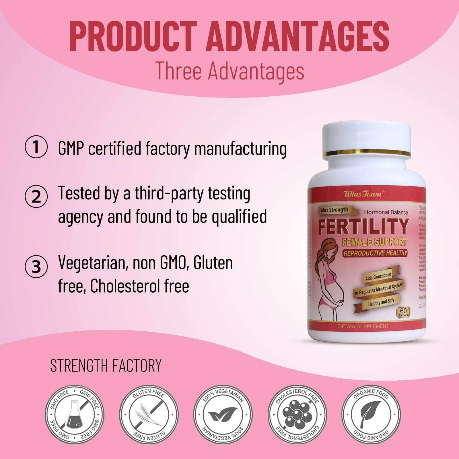 Wins Town packaging front features vegan prenatal vitamins free from common allergens