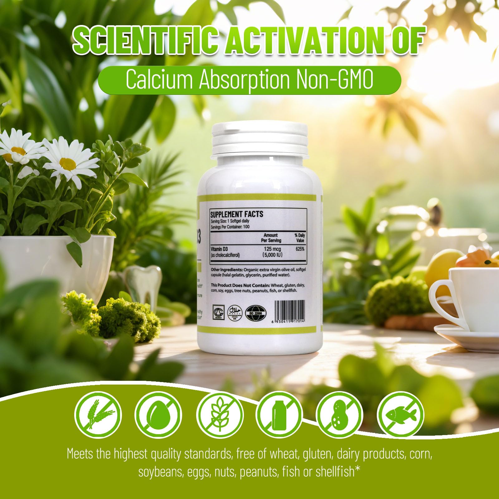 GMP-certified production badge visible on Wins Town Vitamin D3 Softgels packaging.