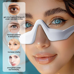 Winter Plum under-eye massager glasses worn for on-the-go care.