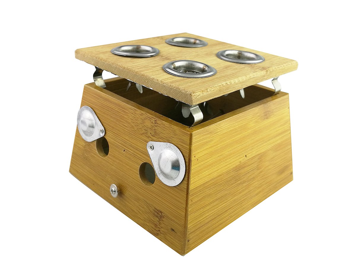 Winterworm Bamboo Four Hole Box ash dispersion view for cleanup