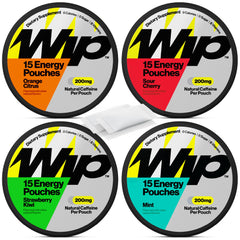 Wip Energy Pouches assorted pack front view for quick energy on the go.