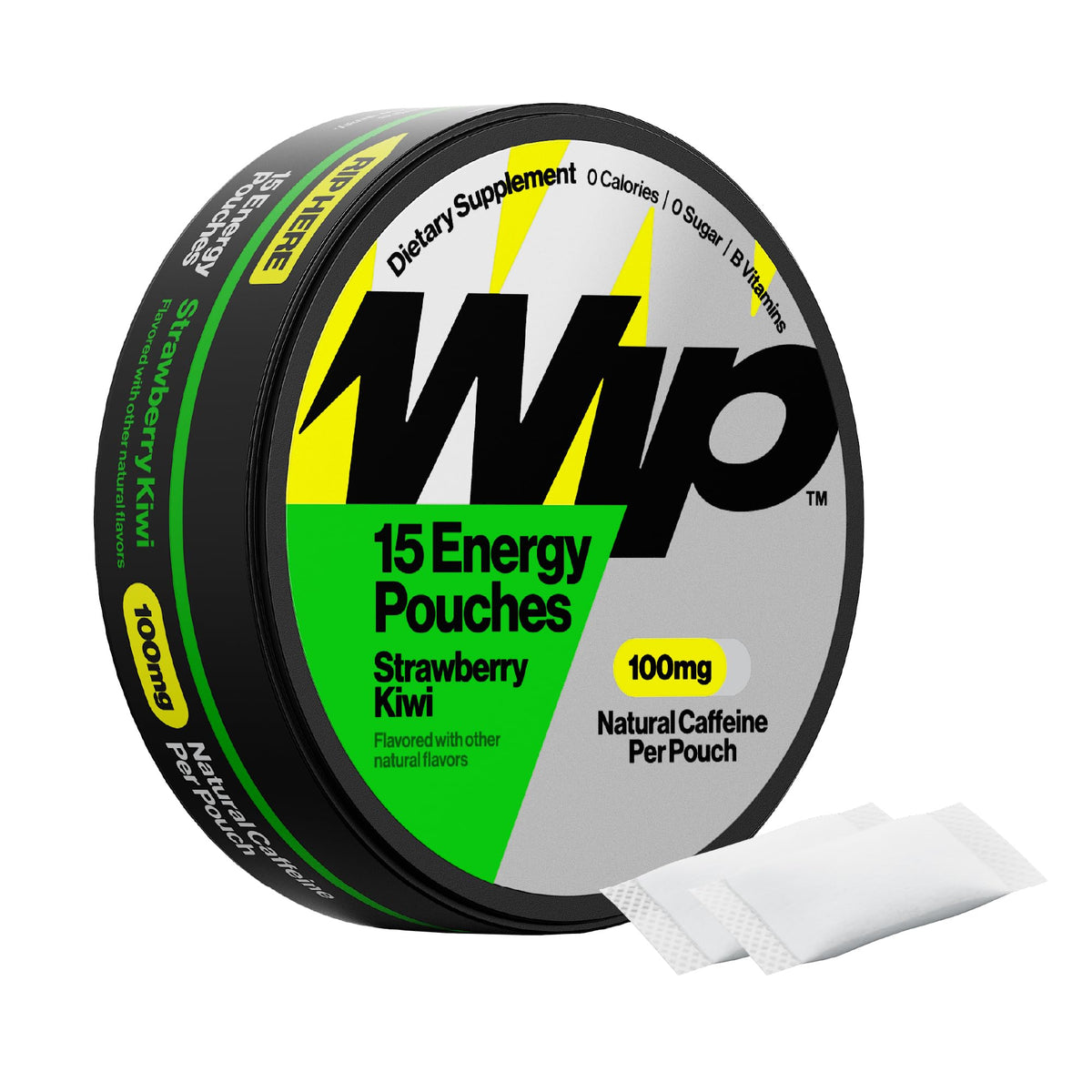 Wip Energy Pouches strawberry kiwi pouch-front highlights portable energy