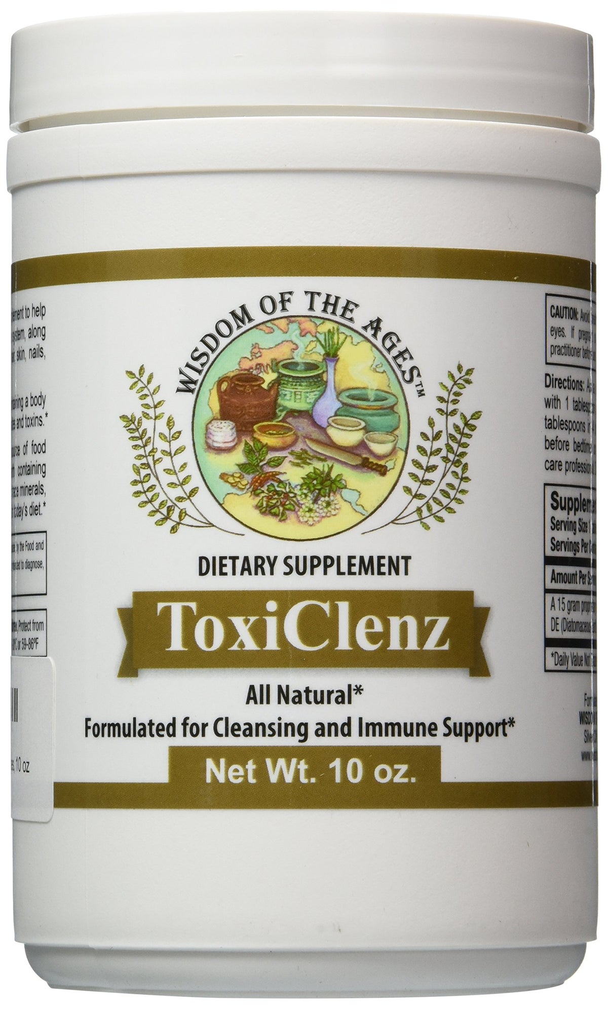 Wisdom of the Ages ToxiClenz base image featuring fossil shell flour supporting natural cleansing.