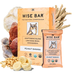 Wise Bar adaptogen mushroom bar highlighting focus and steady energy.