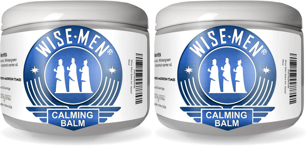 Wise Men Calm Balm bottle front view for daily relaxation and aromatherapy routines.