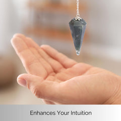 Wish Well bloodstone pendulum on a seven-inch chain ready for energy work.