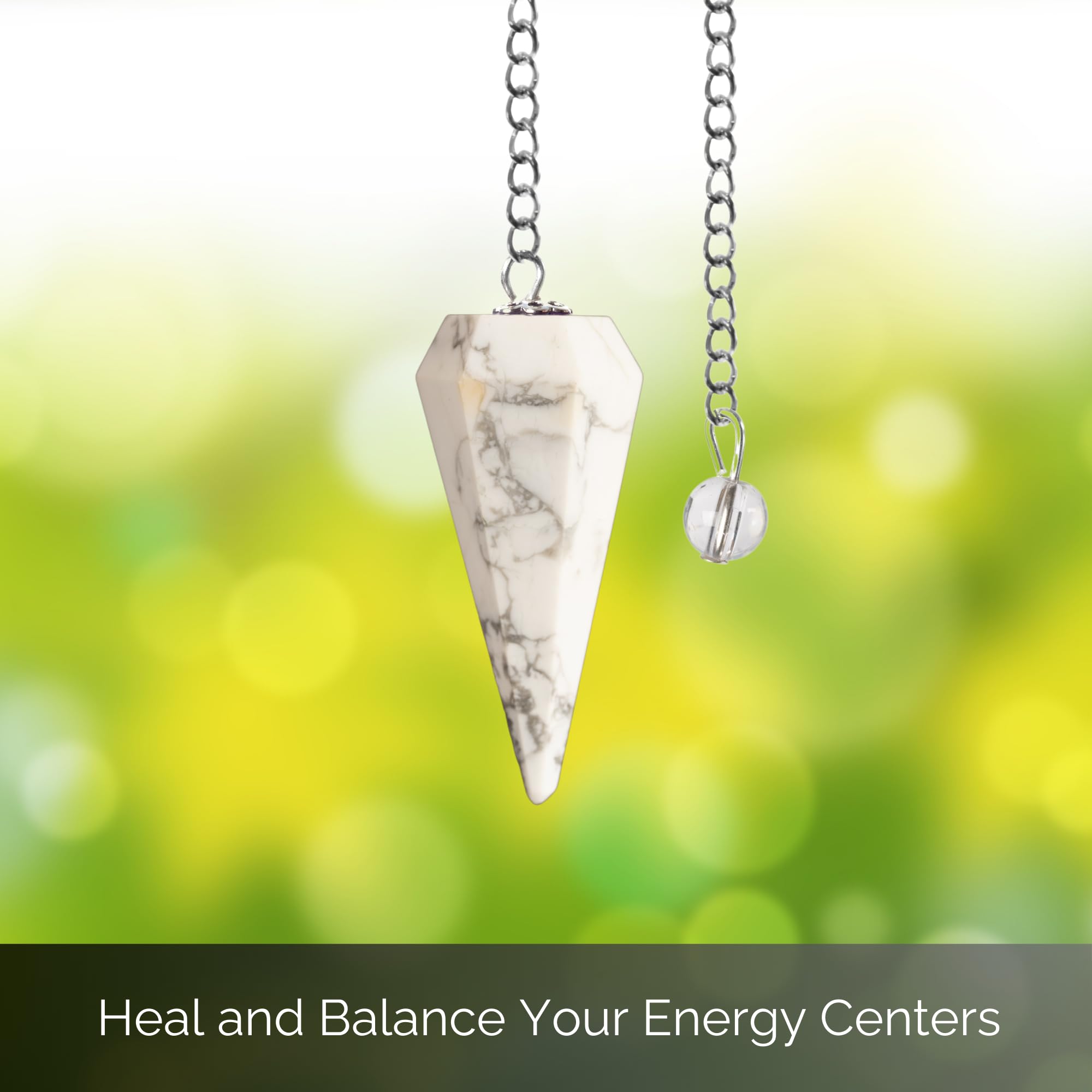 Wish Well white howlite pendulum demonstrates calm during meditation.