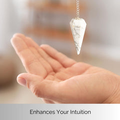 Wish Well howlite pendulum oriented for chakra energy balancing.
