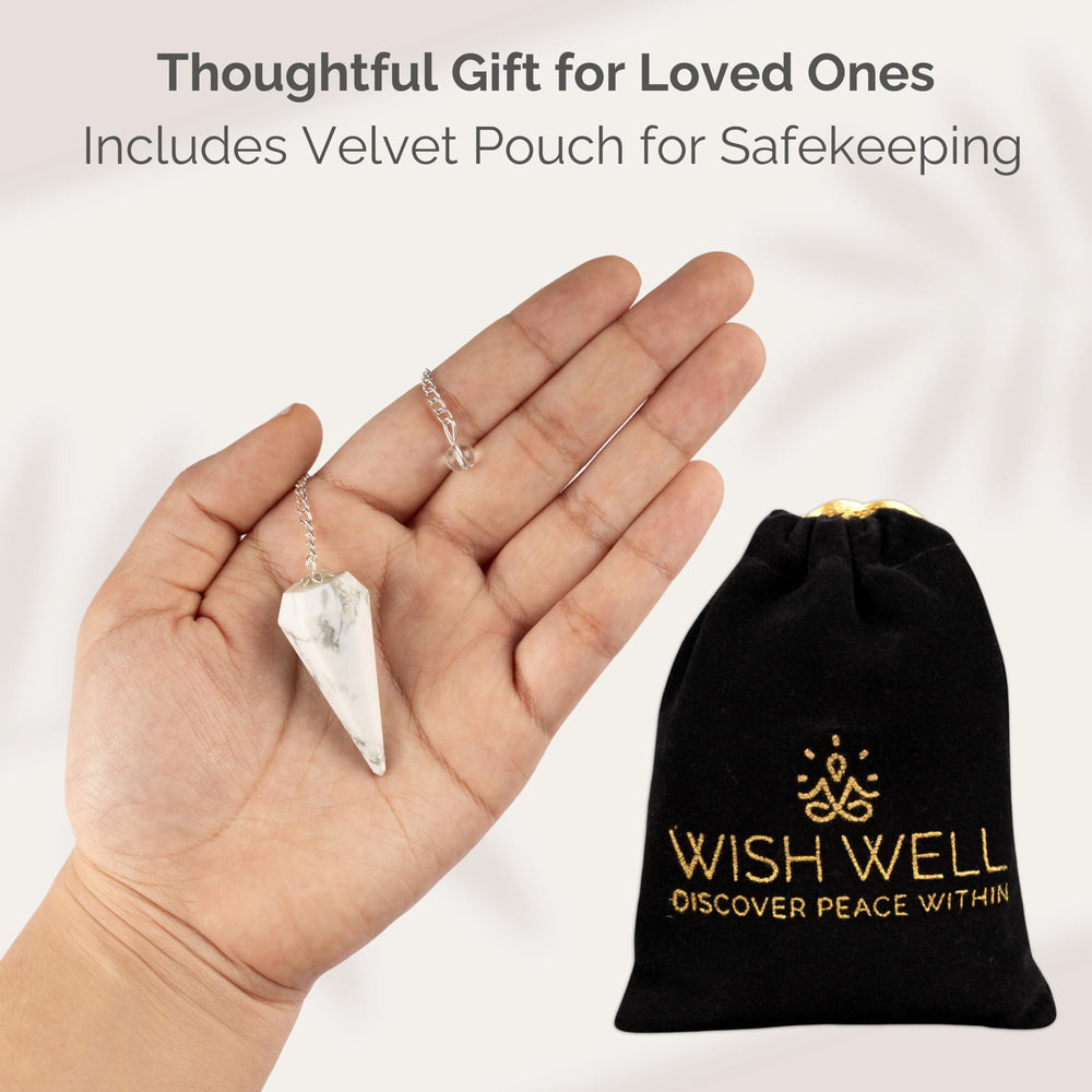 Wish Well crystal ball pendulum ready in velvet pouch gift set.