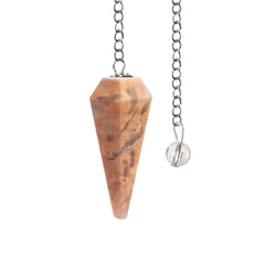 Wish Well Peach Moonstone pendulum ball on chain for intuitive readings and meditation.