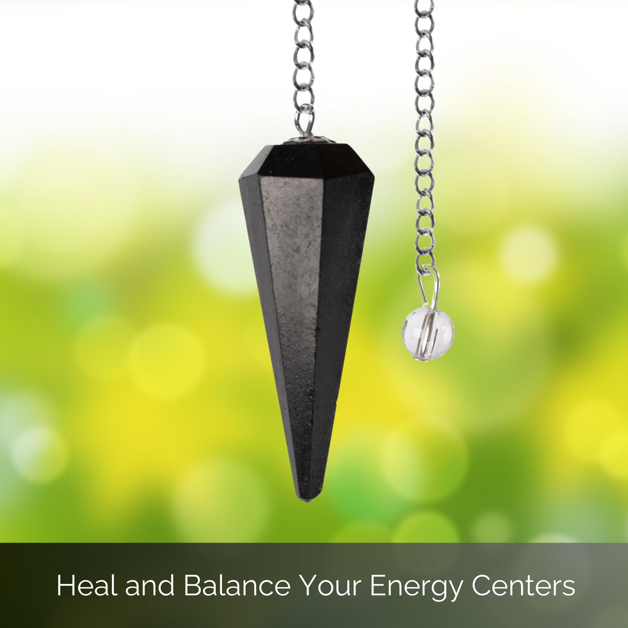 Wish Well pendulum closeup showing chain and crystal ball for divination and clarity