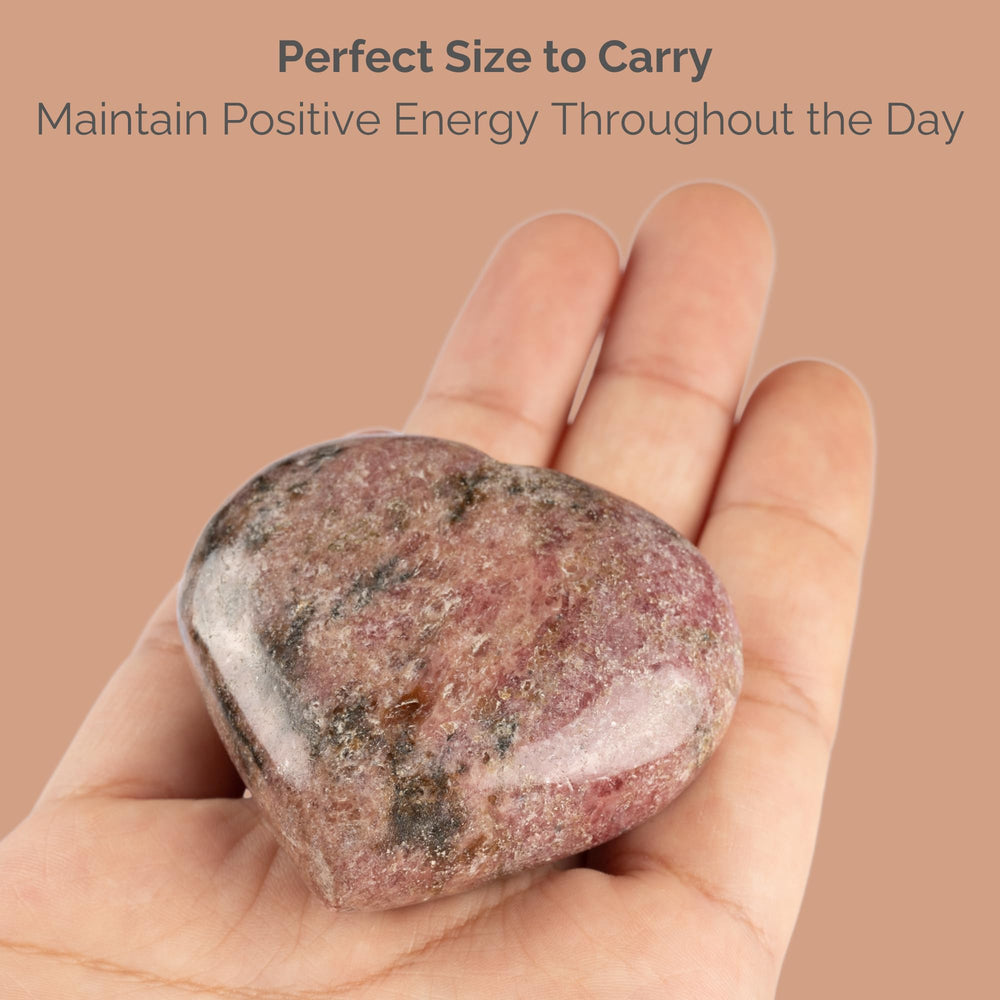 Wish Well Rhodonite heart crystal in velvet pouch makes a thoughtful stress relief gift