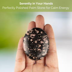 Wish Well Rhodonite palm stone during meditation for emotional balance