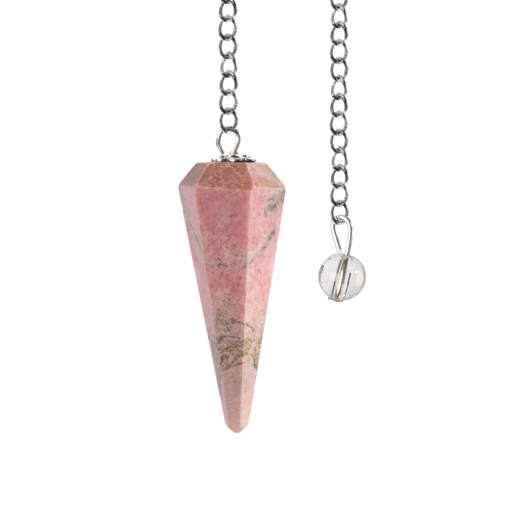 Wish Well rhodonite pendulum with crystal ball for divination and meditation.
