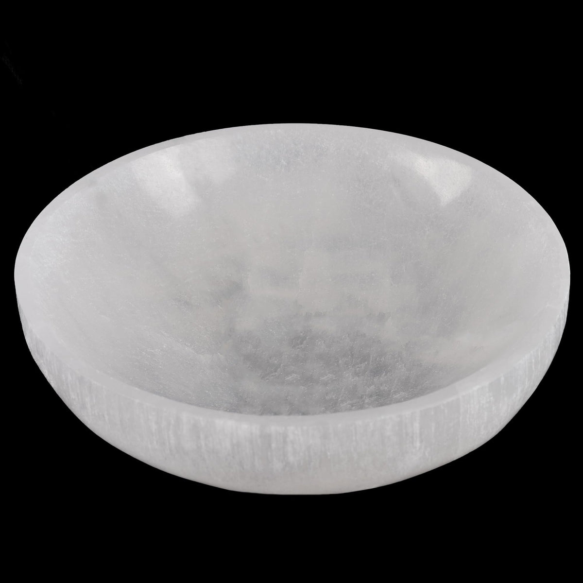 Wish Well selenite bowl, 5.5 inch diameter, ideal for crystal charging and storage.