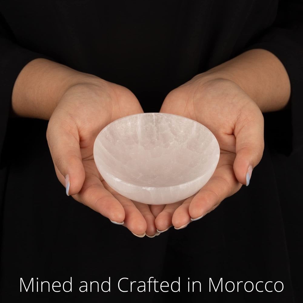 Wish Well Selenite Bowl showcasing Morocco craftsmanship for authentic decor