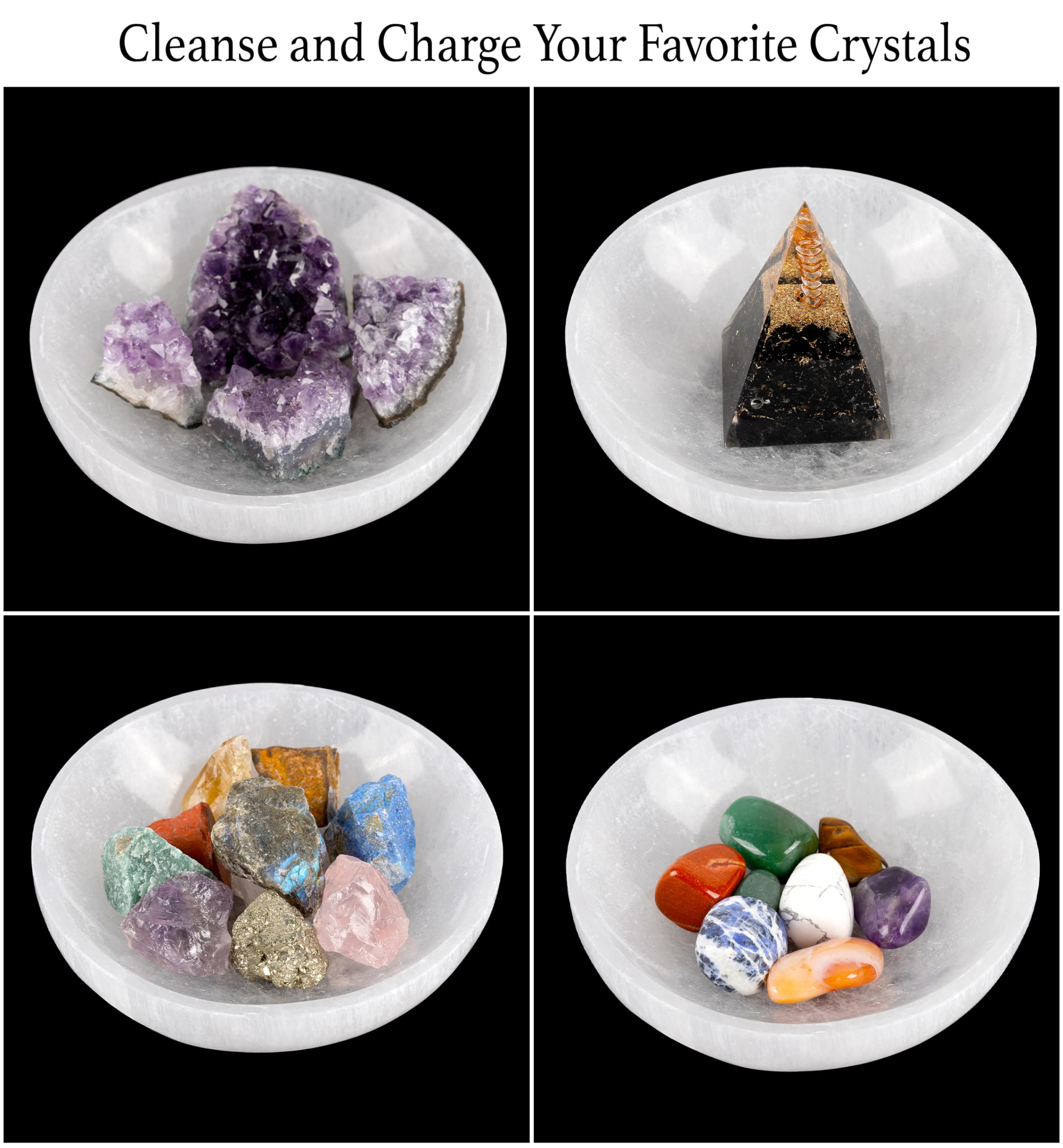 Wish Well Moroccan origin selenite bowl highlighting natural energy and calm display.