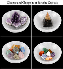 Wish Well Moroccan origin selenite bowl highlighting natural energy and calm display.