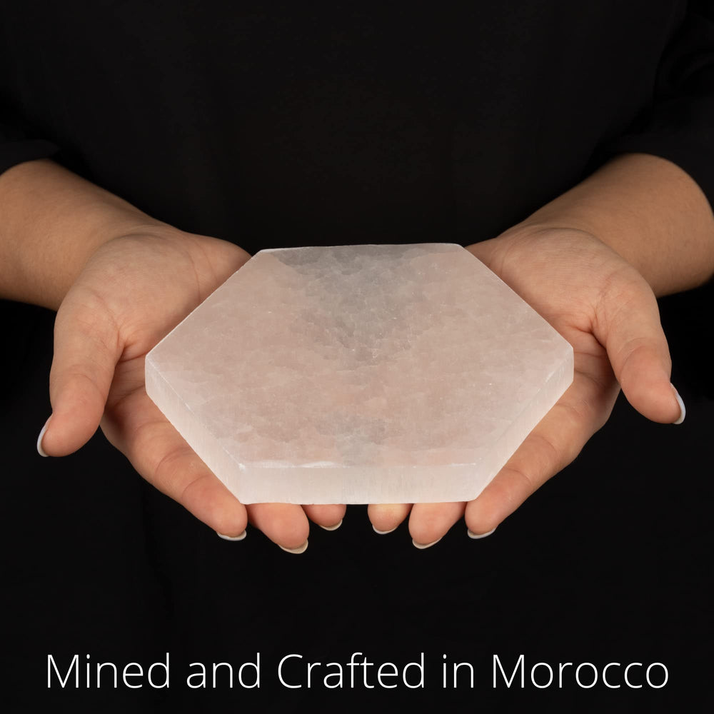 Wish Well selenite plate closeup showing natural texture, perfect for energy cleansing rituals.