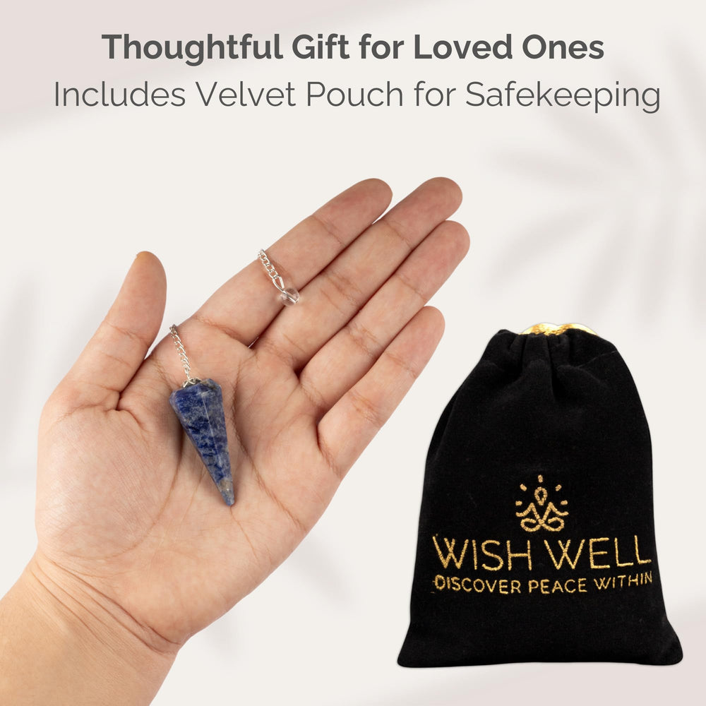 Wish Well Sodalite pendulum ready for divination and meditation routines.