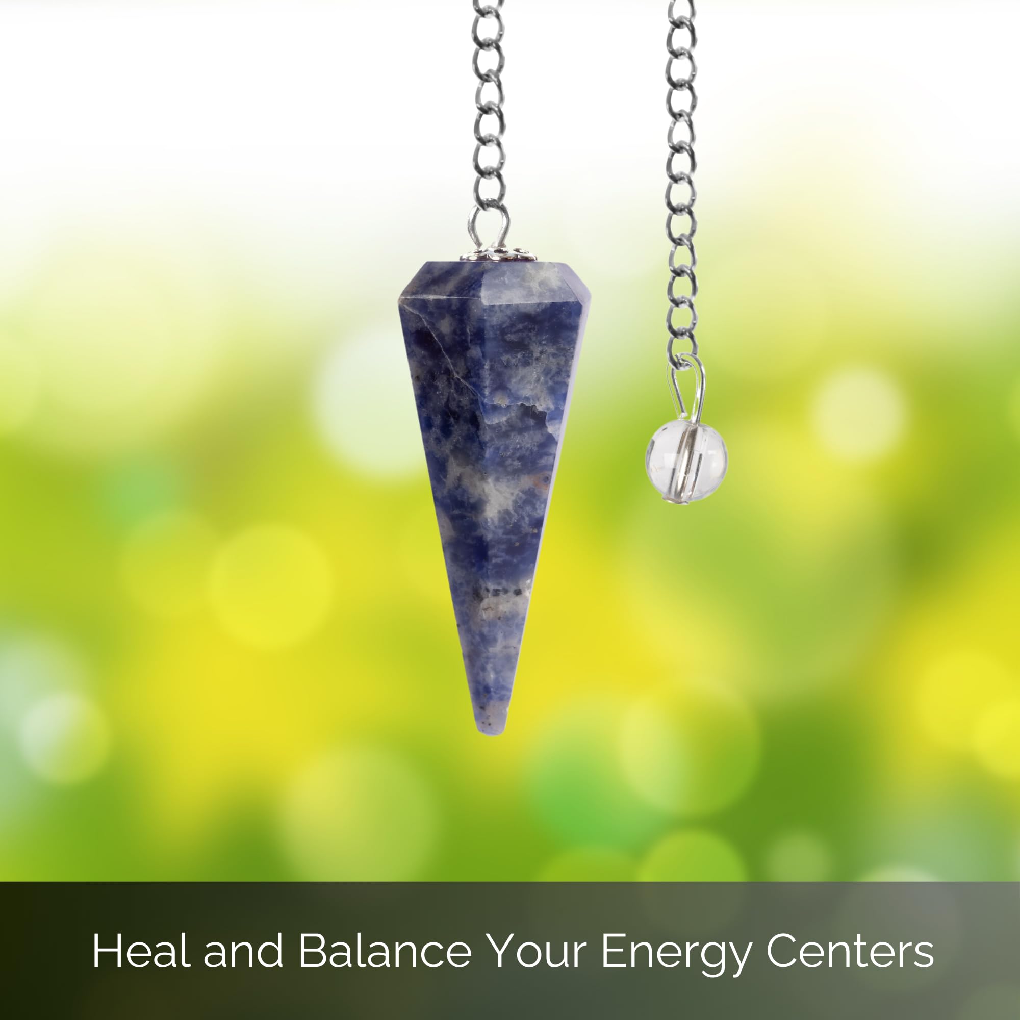 Wish Well Sodalite pendulum used during energy work and chakra balancing.