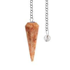 Wish Well Sunstone Pendulum with crystal ball on chain for focused meditation.