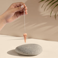 Wish Well Sunstone Pendulum sunstone crystal close up for clarity and insight.