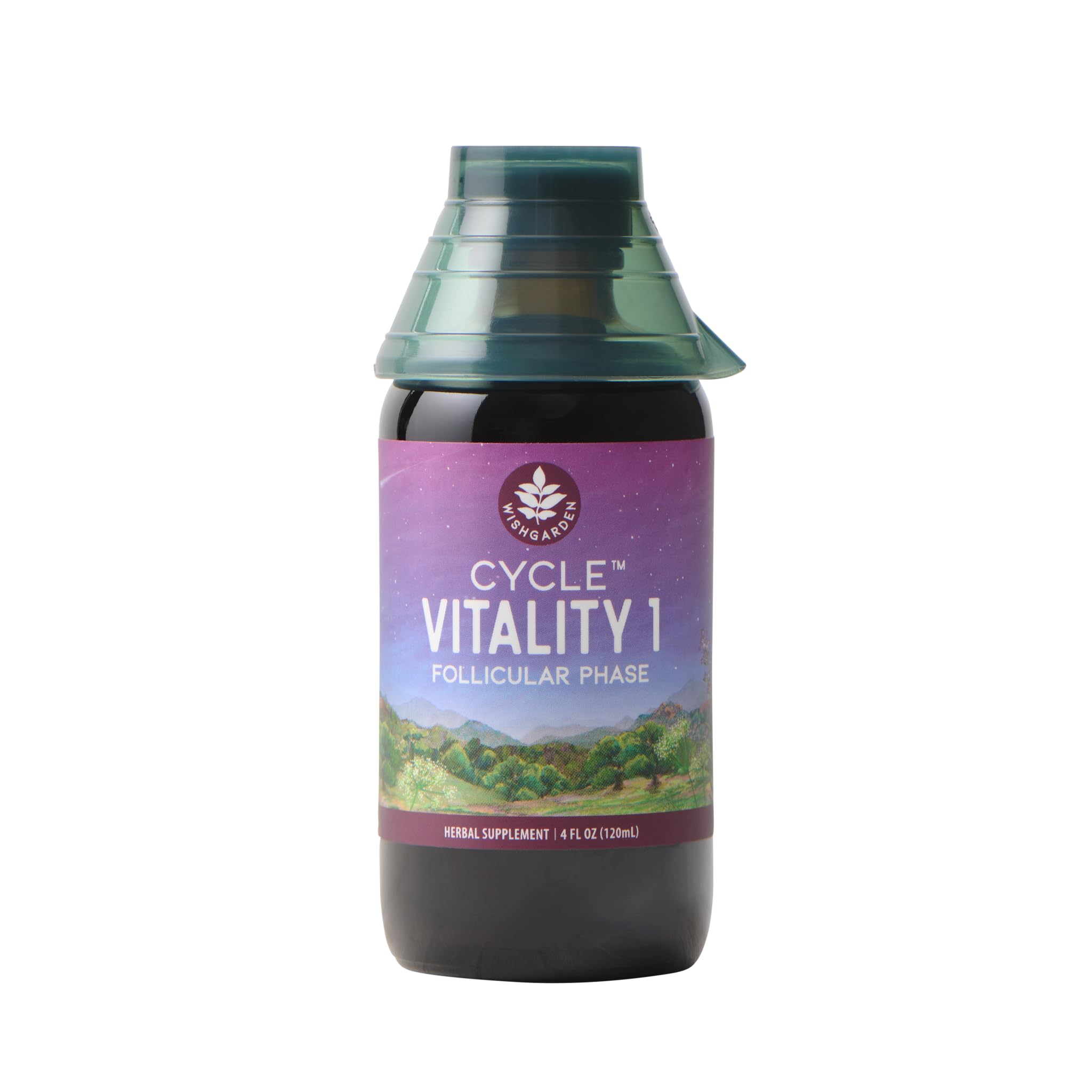 WishGarden Cycle Vitality I bottle with dropper supports estrogen balance during the follicular phase.