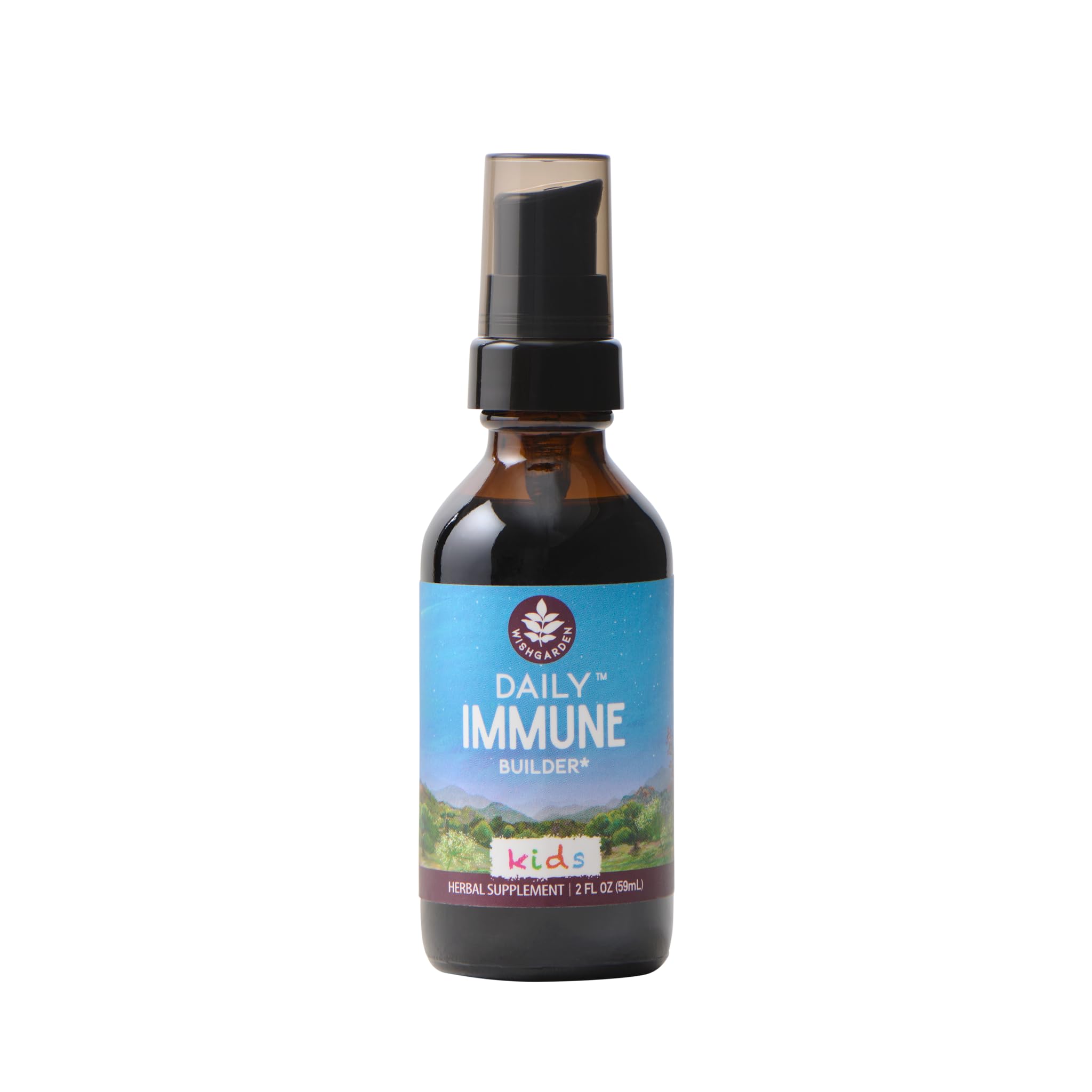 WishGarden Daily Immune for Kids bottle closeup for natural immune support