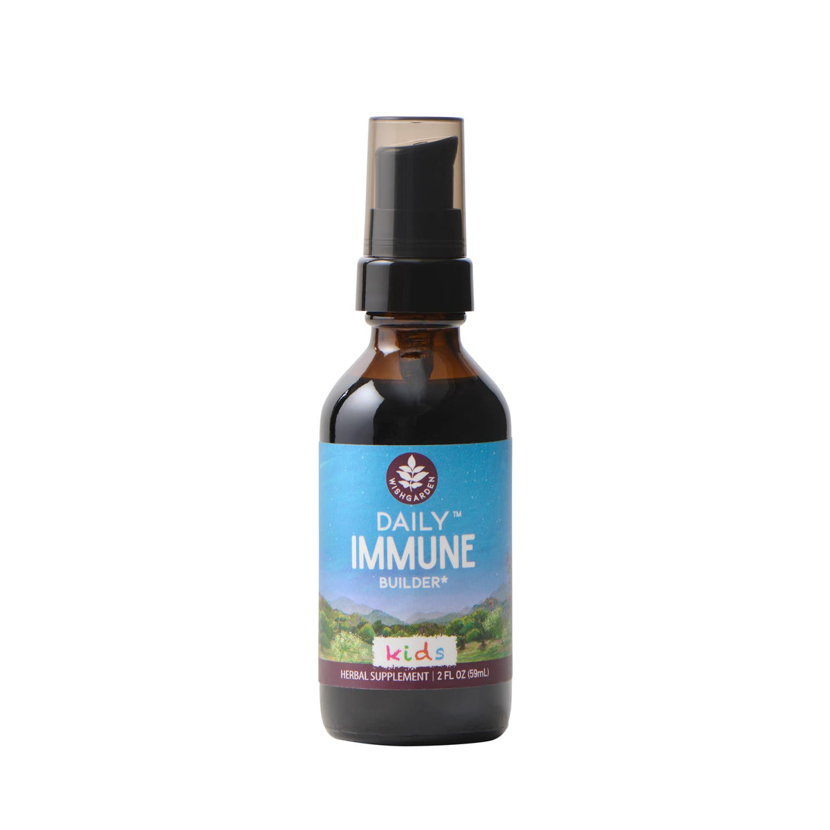 WishGarden Daily Immune for Kids bottle closeup for natural immune support