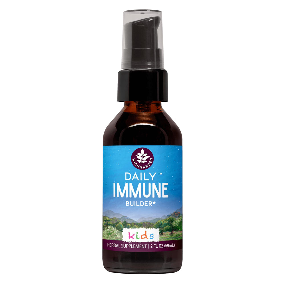 WishGarden Daily Immune dropper pour demonstrates easy dosing for kids