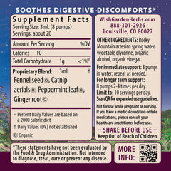 WishGarden Digestive Rescue bottle-pour shows easy dispensing for on the spot support.