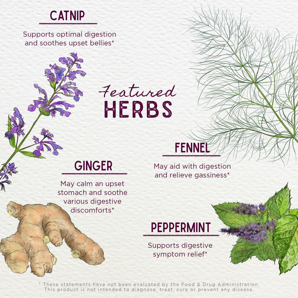 WishGarden Digestive Rescue peppermint-leaf helps soothe occasional discomfort.