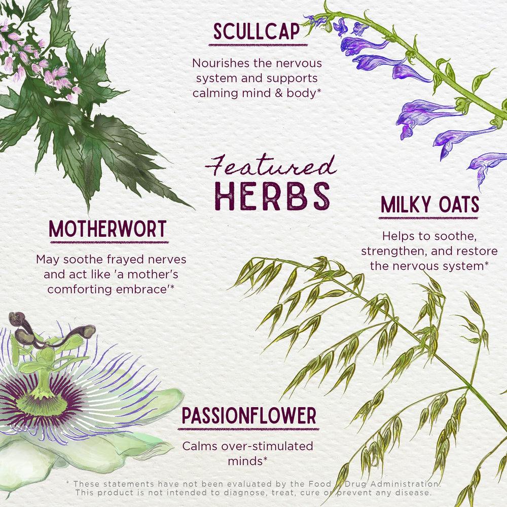WishGarden Emotional Ally dropper highlights skullcap and passionflower within tincture