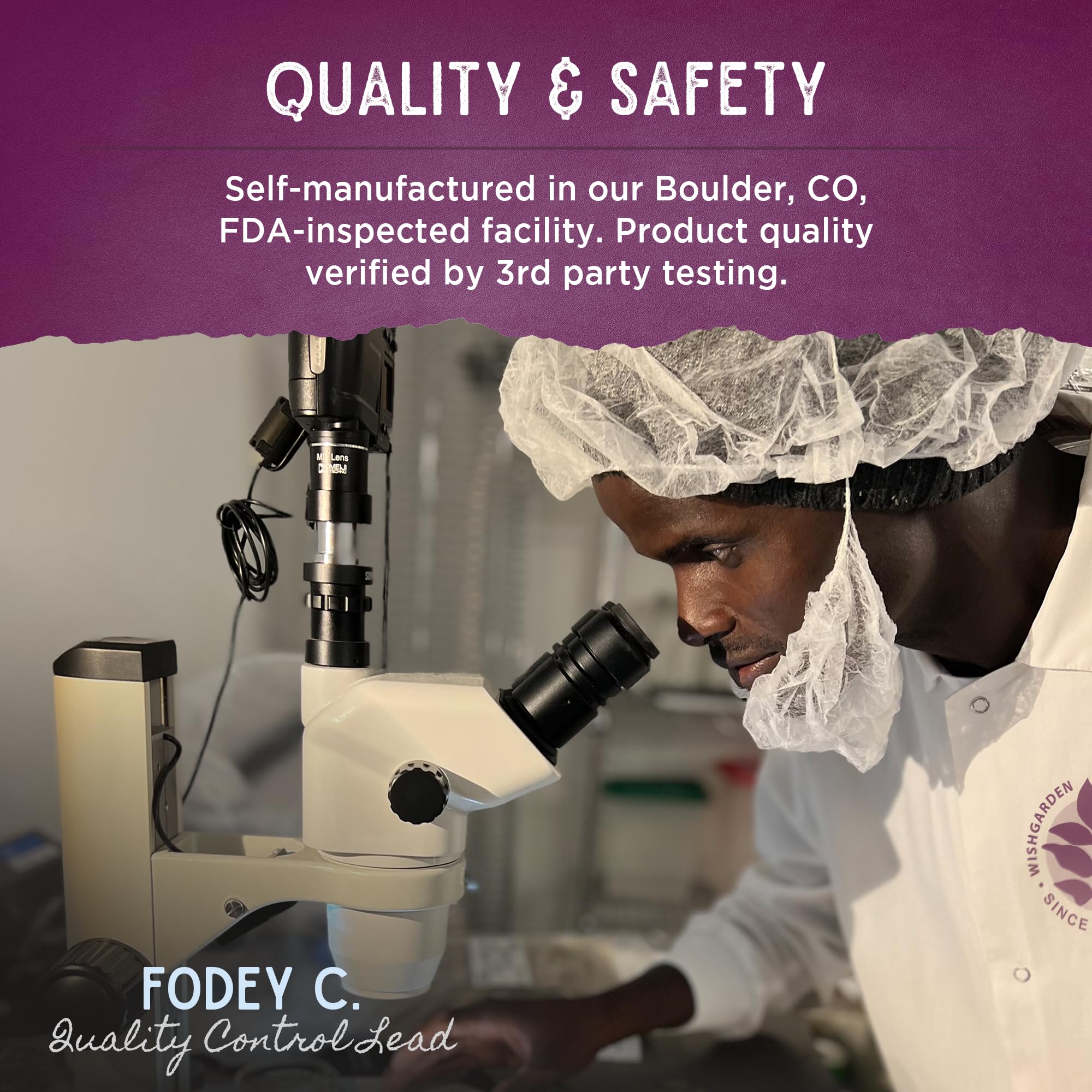 WishGarden sustainability sourcing banner underscores responsible herb partners