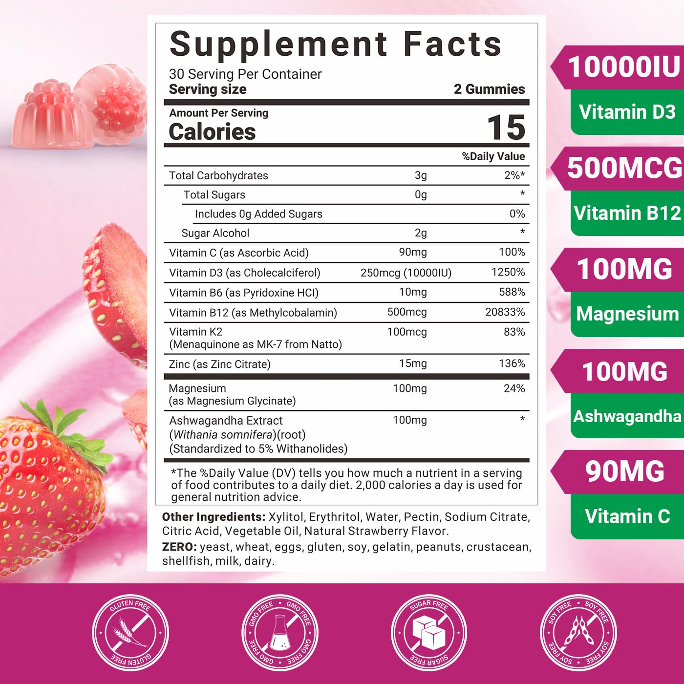 Close-up of Wiszeen D3 B12 gummies serving suggests convenient daily intake