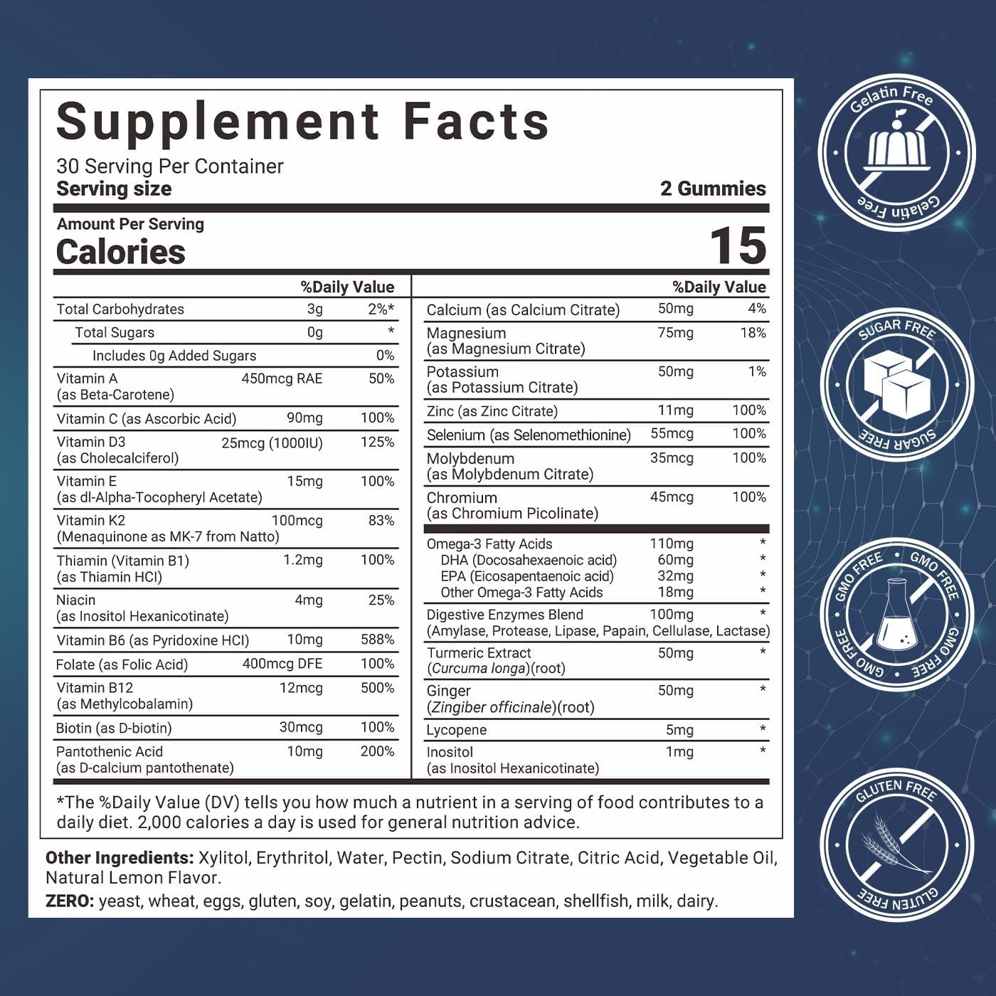 Wiszeen bottle back shows ingredients and daily guidance.