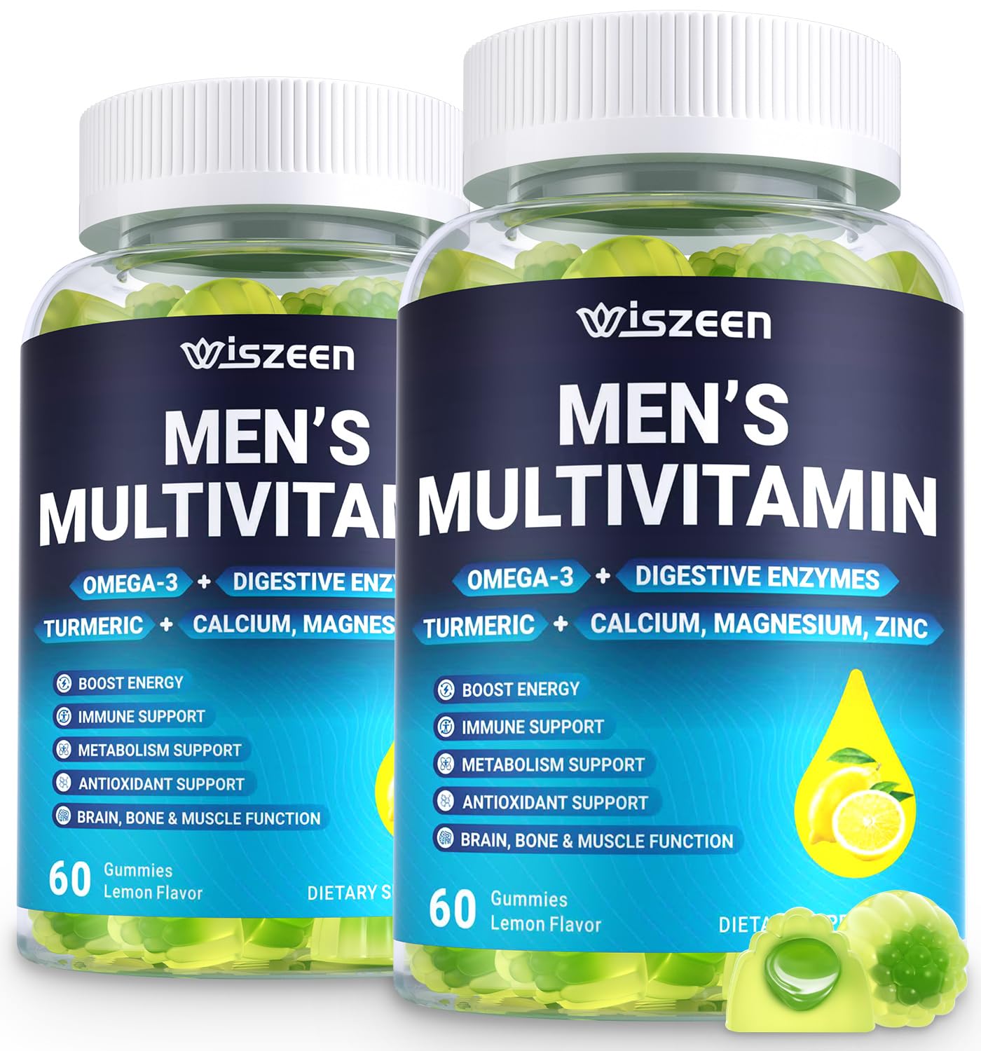Wiszeen men's multivitamin gummies bottle front for daily wellness and energy.