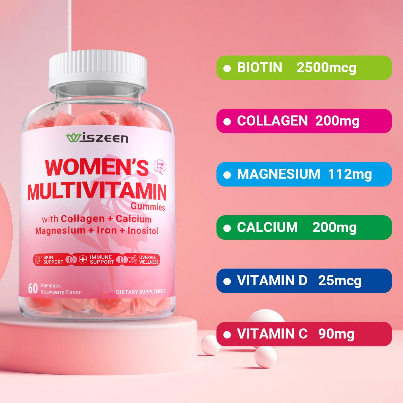 Wiszeen packaging with ingredients list highlights non-GMO and allergen-free attributes