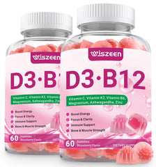 Wiszeen Vitamin D3 B12 Gummies bottle ready for daily energy support