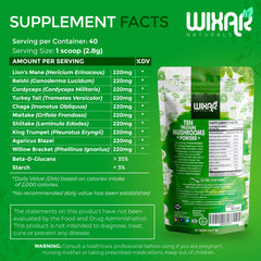 Wixar Naturals mushroom powder being added to coffee for a boost.
