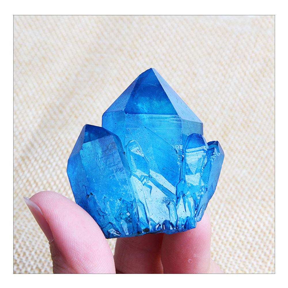 Wixine blue titanium quartz cluster specimen for vibrant home decor and calming energy.