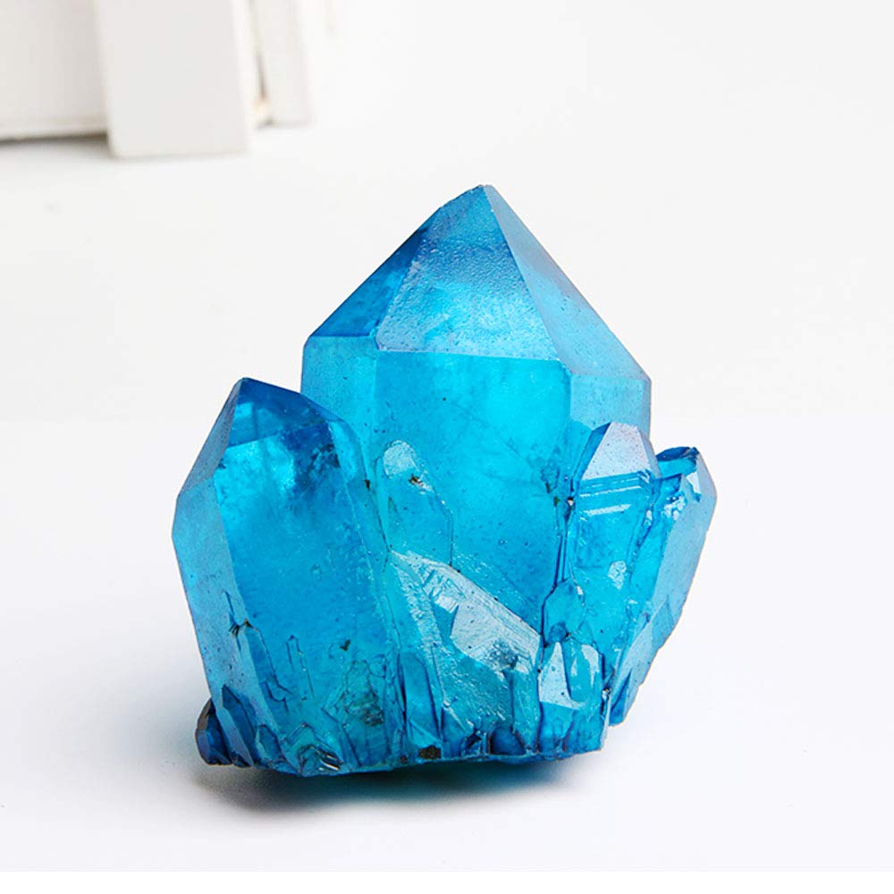 Wixine blue titanium quartz cluster surface-shine shows permanent color on natural quartz.